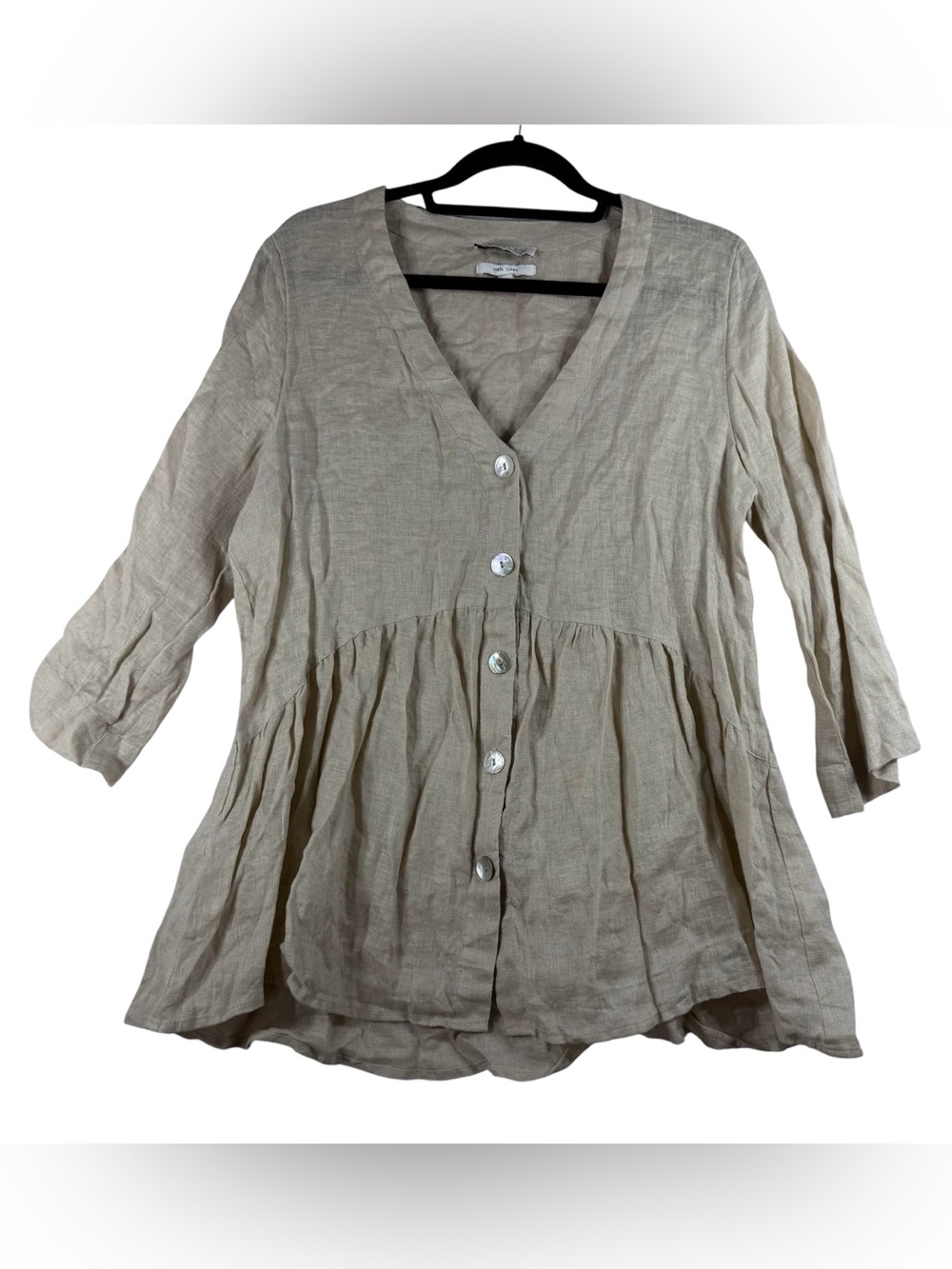 Rachel Zoe Tan Linen Button-Front Tunic
